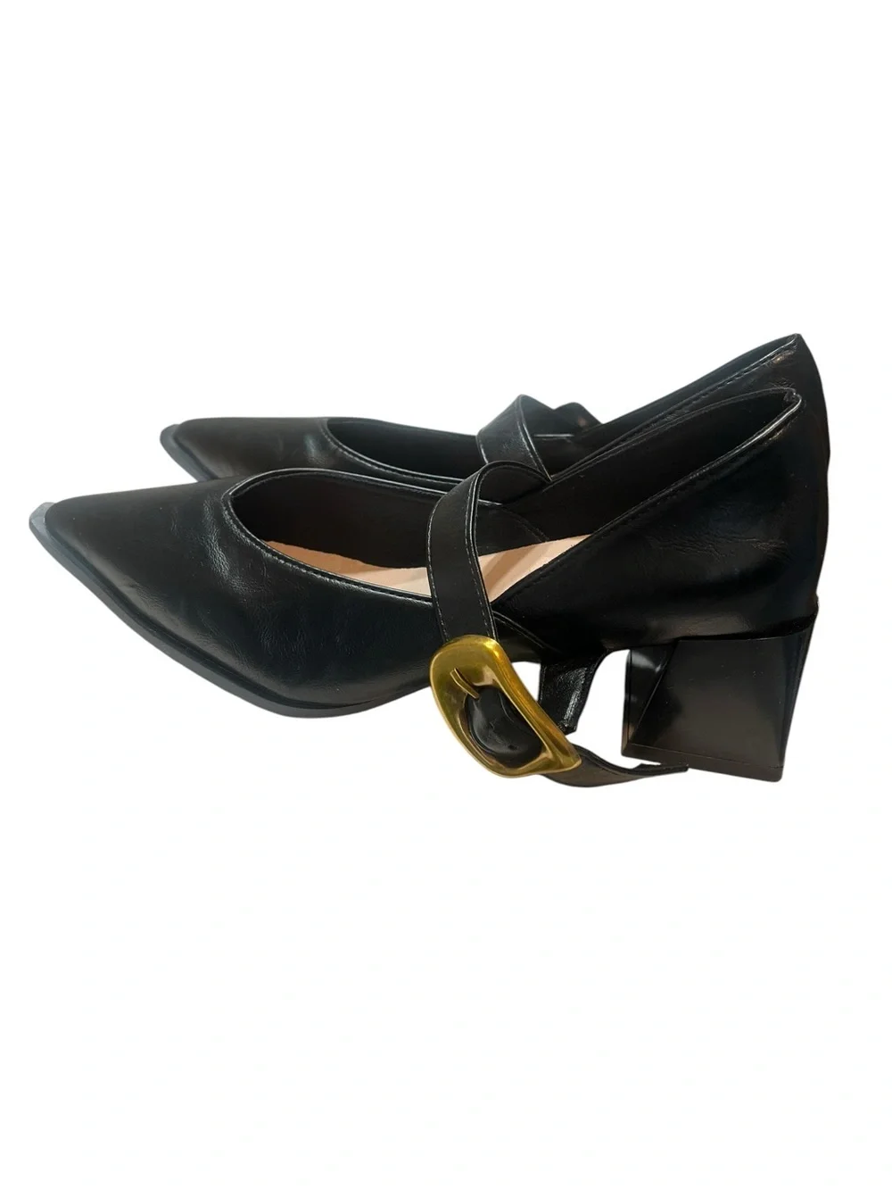 New without box Black Faux Leather Pointy Mary Jane’s with Buckle -9.5 - 2” heel - Picture 8 of 8